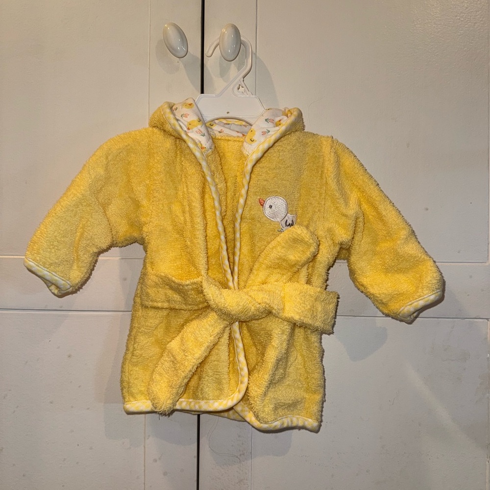 Little Me Yellow Kids Robe with Hood